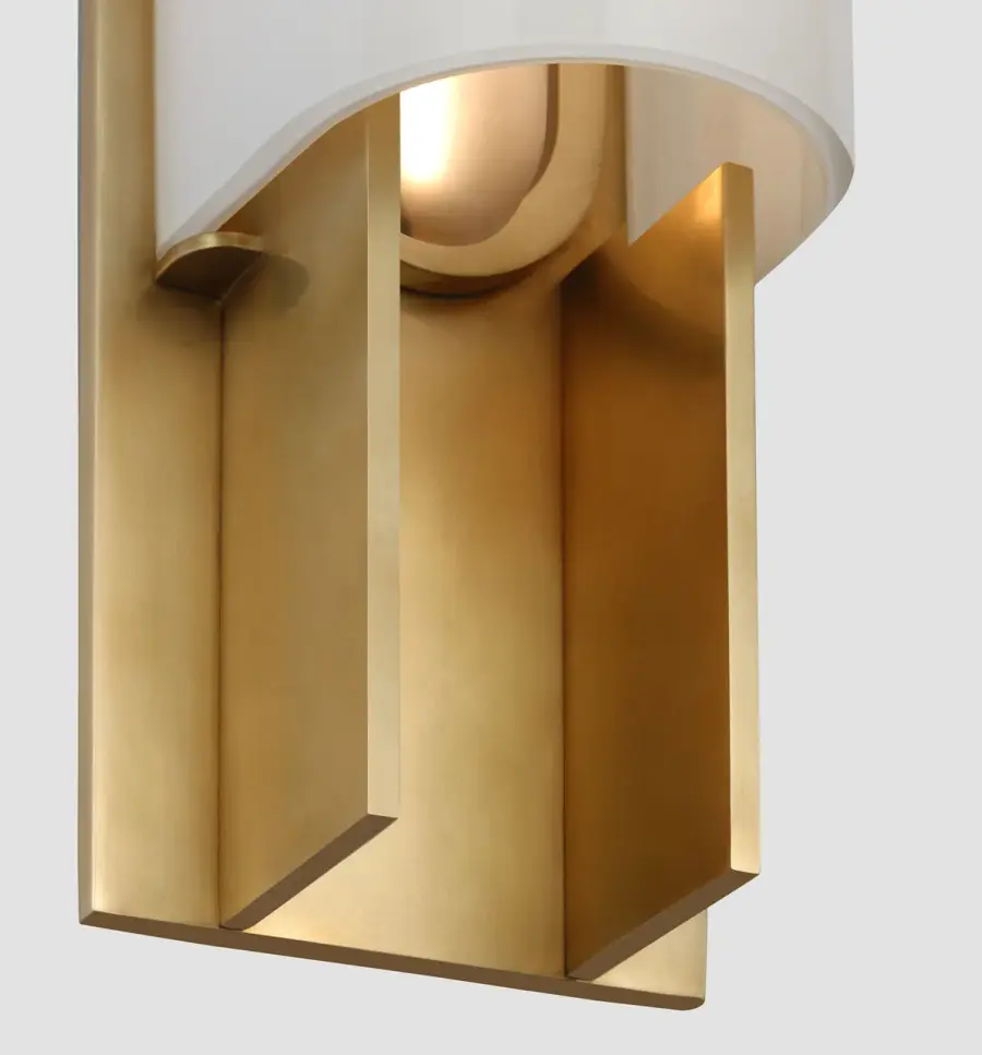Trouve 23" Sconce in Antique-Burnished Brass with White Glass - Image 3
