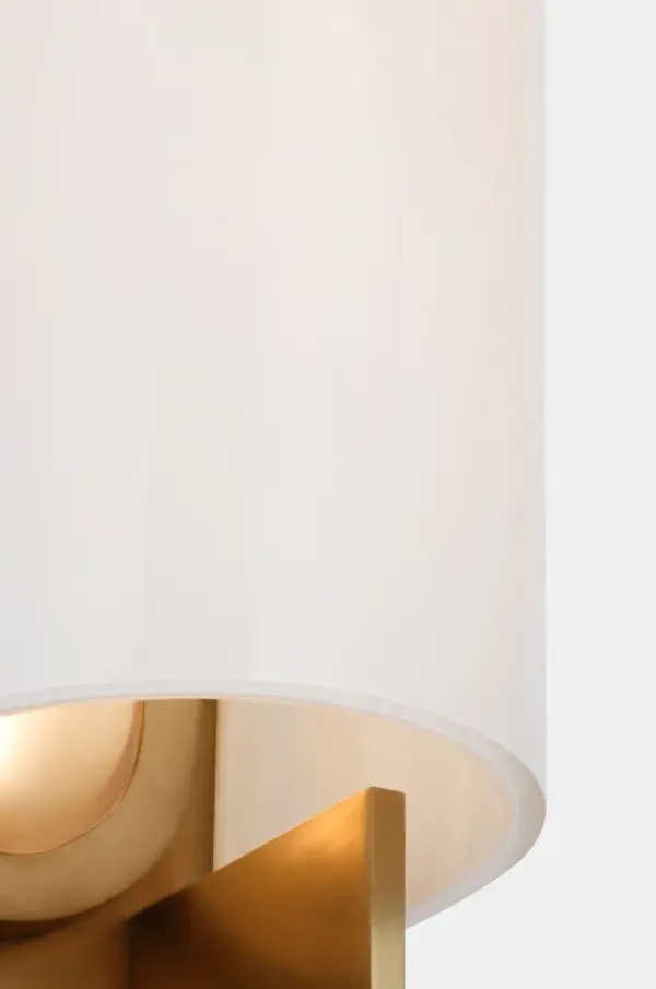 Trouve 23" Sconce in Antique-Burnished Brass with White Glass - Image 4