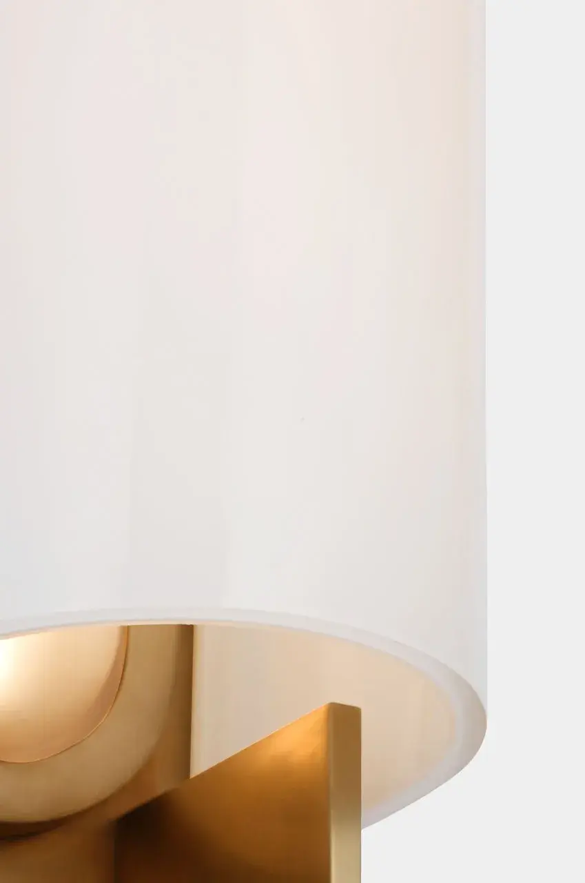 Trouve 23" Sconce in Antique-Burnished Brass with White Glass - Image 4