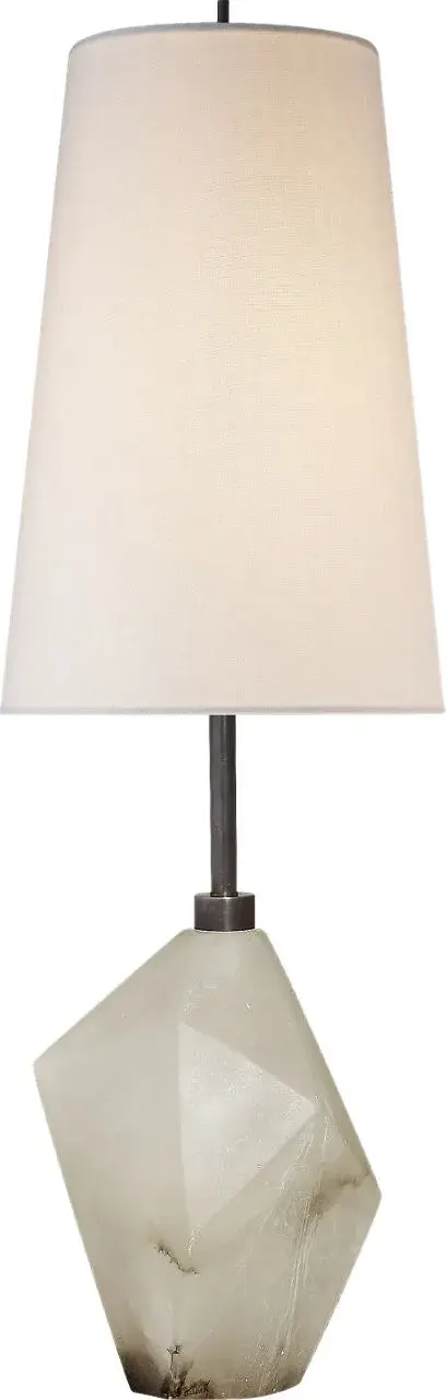 Halcyon Accent Cordless Table Lamp in Alabaster with Linen Shade - Image 1