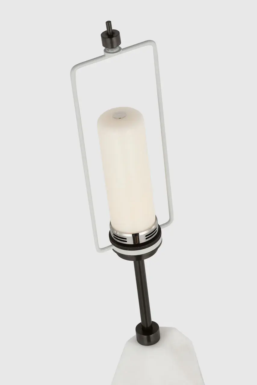 Halcyon Accent Cordless Table Lamp in Alabaster with Linen Shade - Image 2