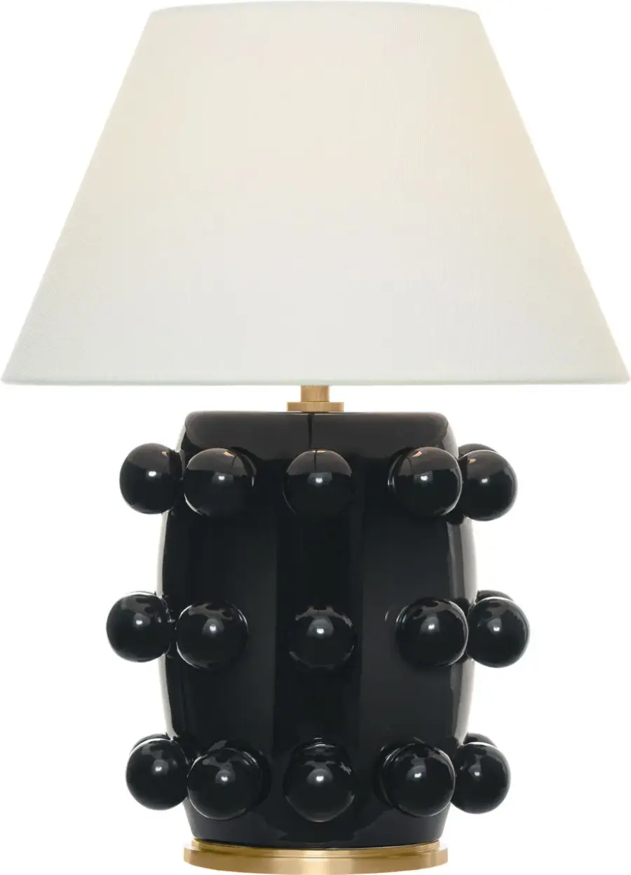 Linden 14" Cordless Table Lamp in Black with Linen Shade - Image 1