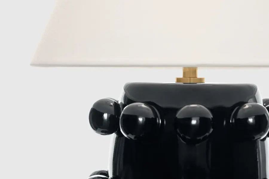 Linden 14" Cordless Table Lamp in Black with Linen Shade - Image 2