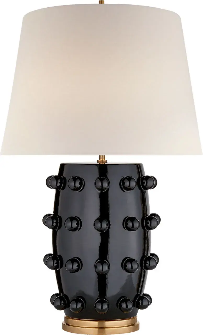 Linden Medium Cordless Table Lamp in Black with Linen Shade - Image 2