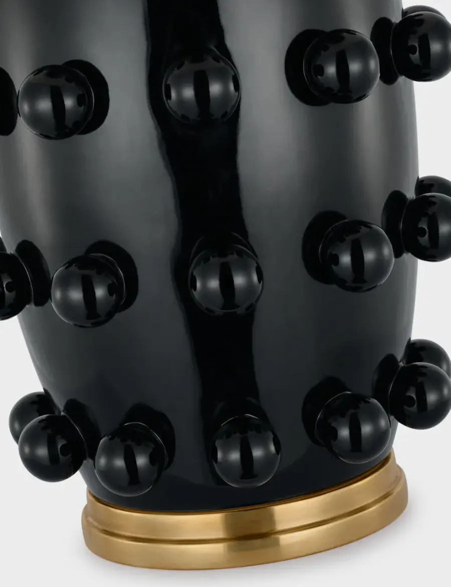Linden Medium Cordless Table Lamp in Black with Linen Shade - Image 4