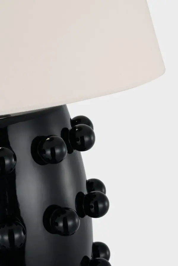 Linden Medium Cordless Table Lamp in Black with Linen Shade - Image 5