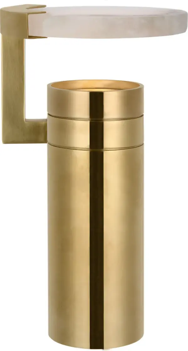 The Melange accent lamp combines sophisticated antique brass finish with luminous alabaster in a modern floating disc design. Its rechargeable feature offers cordless flexibility for versatile placement throughout your space.