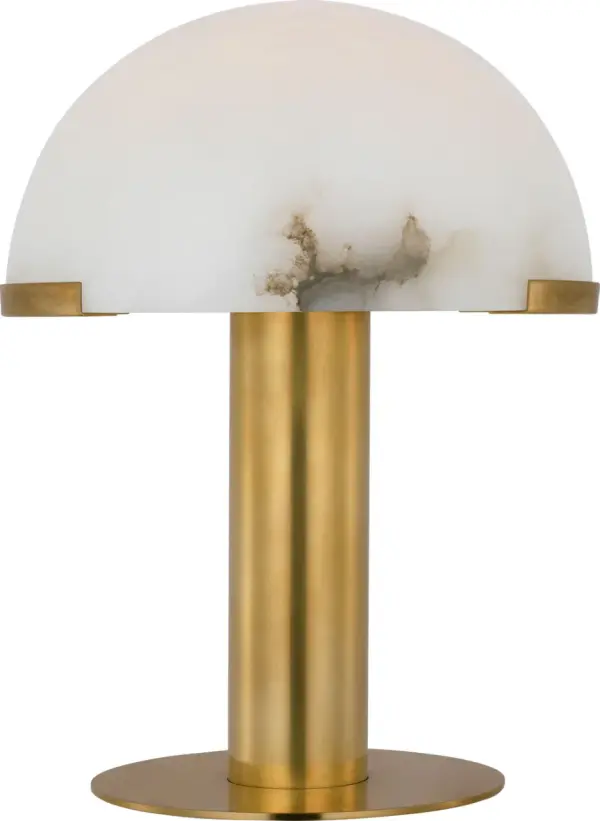 The Melange combines timeless brass craftsmanship with modern cordless convenience. Its compact 12" profile and natural alabaster shade deliver sophisticated ambient lighting perfect for bedside, desk, or accent placement.