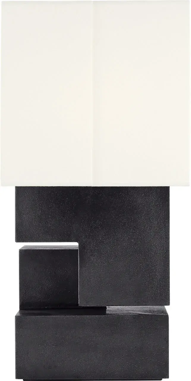 Sophisticated Museum Black Table Lamp with Classic Linen Shade - Image 1