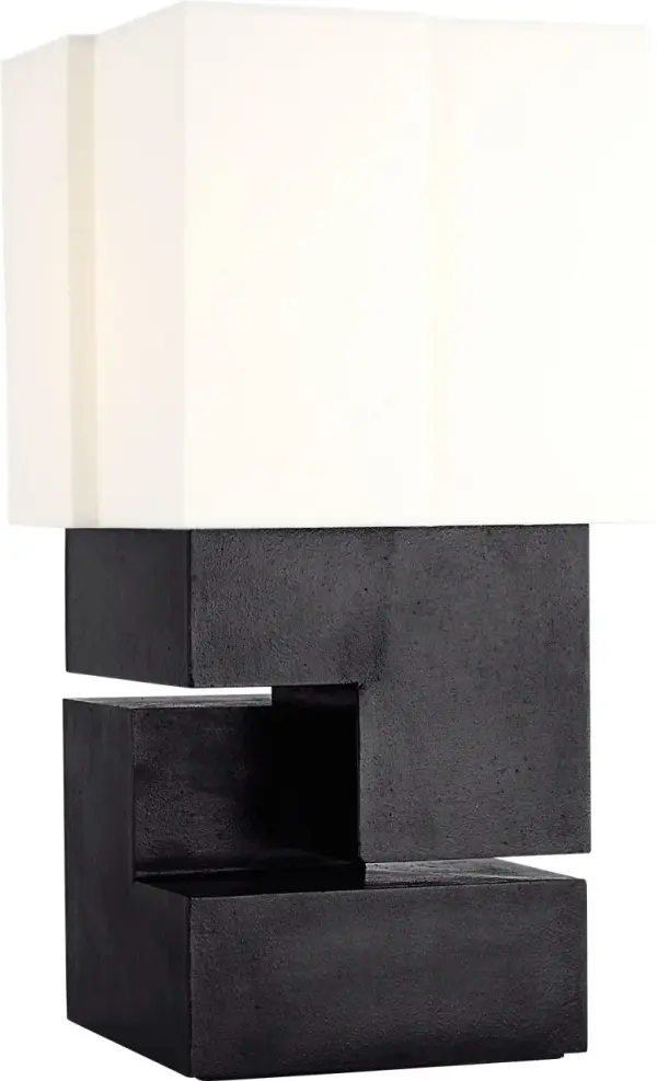 The Nucleo 18" table lamp combines contemporary elegance with timeless design. Its Museum Black finish provides a refined, gallery-quality aesthetic while the linen shade softens the light for ambient illumination. - alternate view