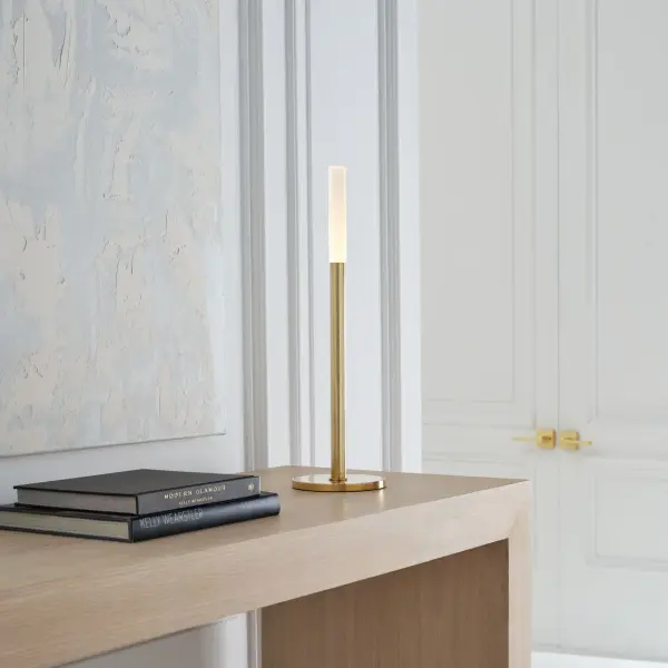 Elegant Crystal Table Lamp with Timeless Brass Finish - Image 3