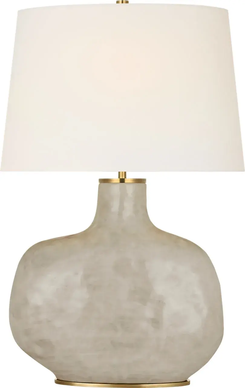 Beton Medium Table Lamp in Antiqued White with Linen Shade - Image 1