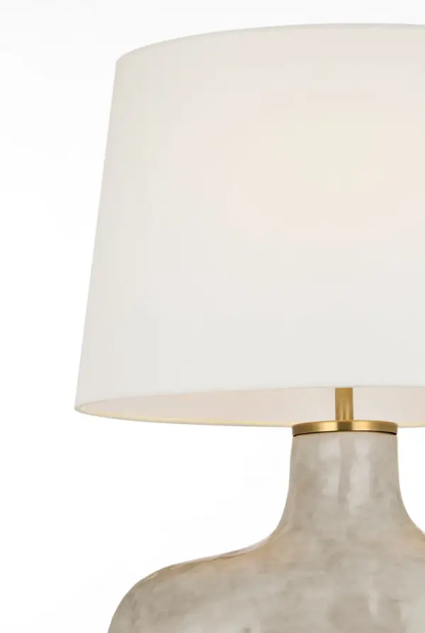 Beton Medium Table Lamp in Antiqued White with Linen Shade - Image 2