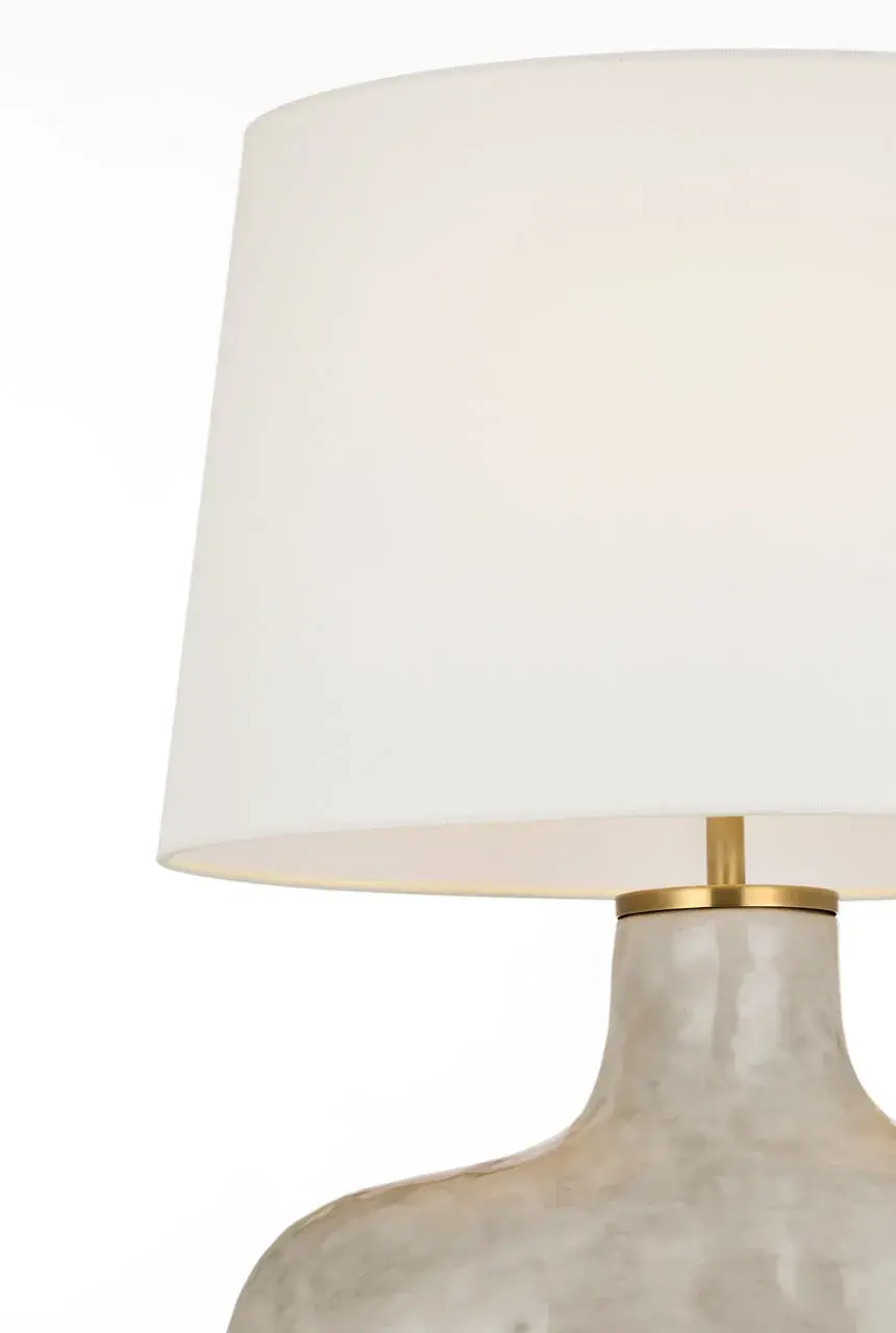 Beton Medium Table Lamp in Antiqued White with Linen Shade - Image 2