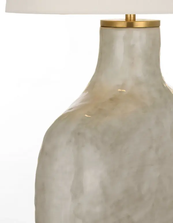 Beton Medium Table Lamp in Antiqued White with Linen Shade - Image 4