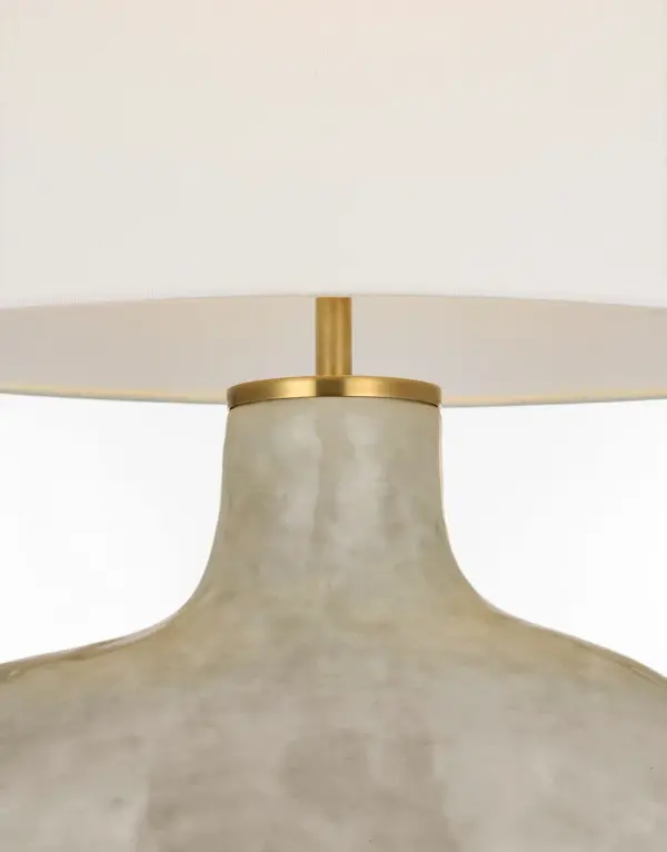 Beton Medium Table Lamp in Antiqued White with Linen Shade - Image 5