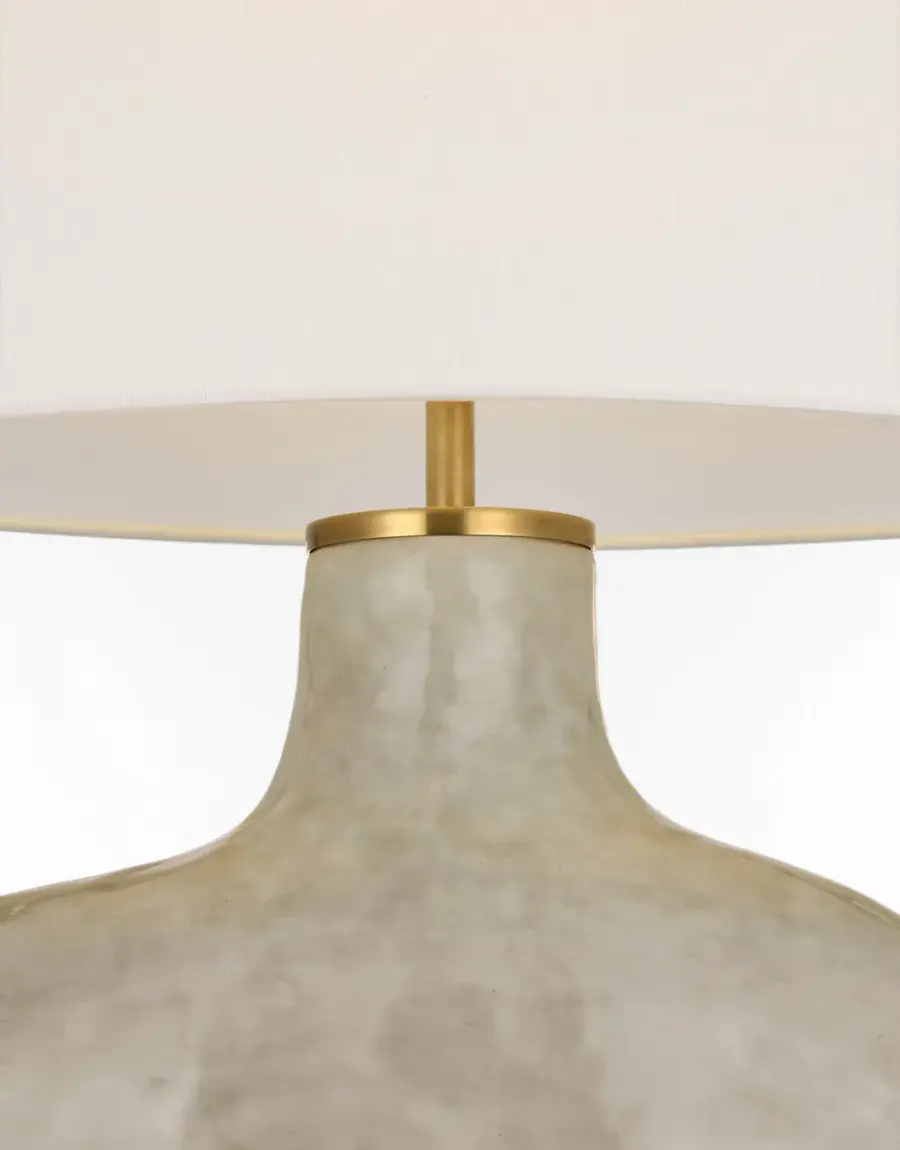 Beton Medium Table Lamp in Antiqued White with Linen Shade - Image 5