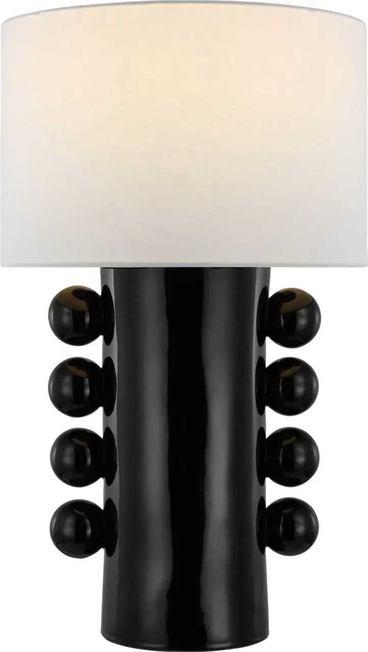 Tiglia Tall Cordless Table Lamp in Black with Linen Shade - Image 1