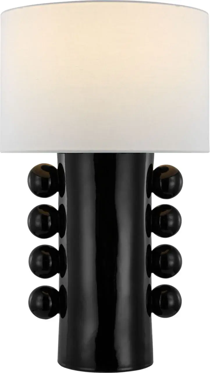 Tiglia Tall Cordless Table Lamp in Black with Linen Shade - Image 2