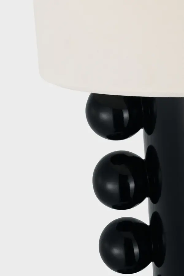 Tiglia Tall Cordless Table Lamp in Black with Linen Shade - Image 3