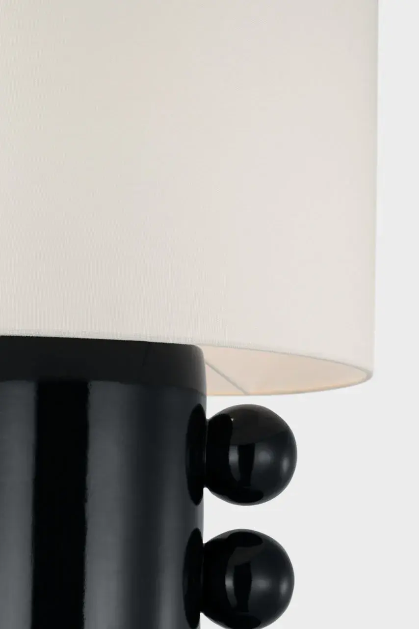 Tiglia Tall Cordless Table Lamp in Black with Linen Shade - Image 4