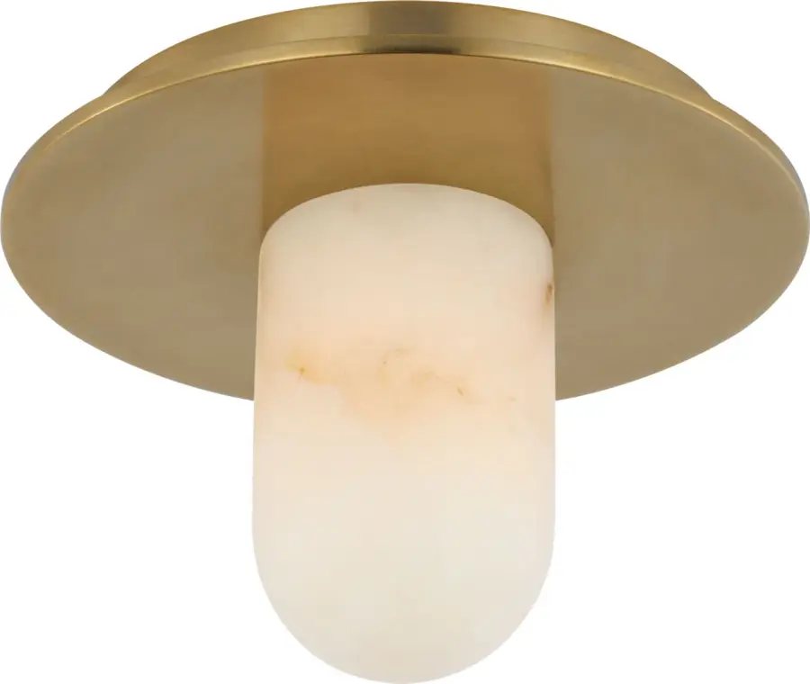 Elegant Compact Flush Mount with Warm Alabaster Glow - Image 1