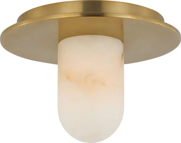 Elegant Compact Flush Mount with Warm Alabaster Glow - Image 3