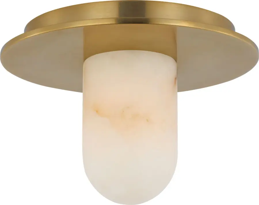 Elegant Compact Flush Mount with Warm Alabaster Glow - Image 3