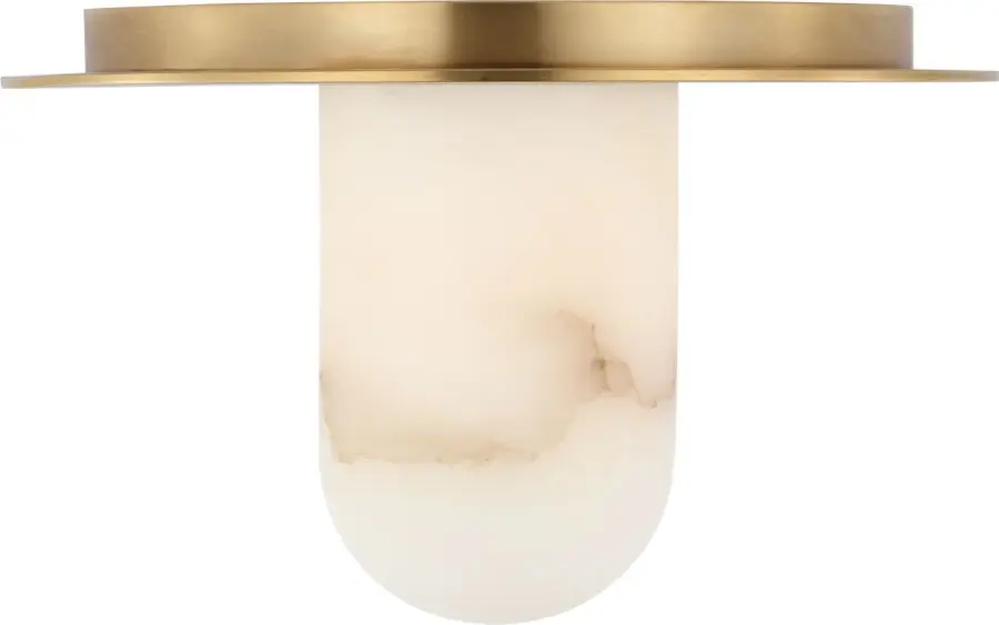 Elegant Compact Flush Mount with Warm Brass and Alabaster Glow - Image 1