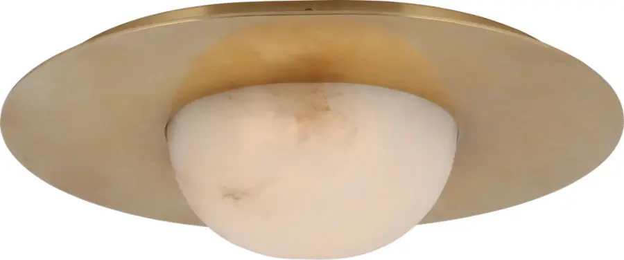 Elegant Flush Mount with Warm Brass and Luminous Alabaster - Image 2