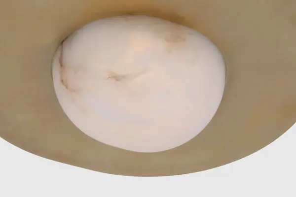 Elegant Flush Mount with Warm Brass and Luminous Alabaster - Image 3