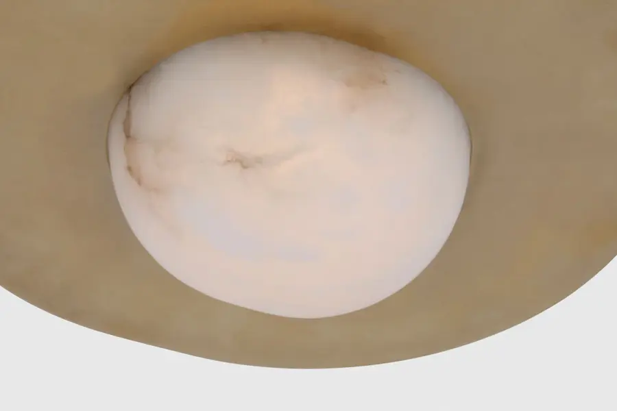 Elegant Flush Mount with Warm Brass and Luminous Alabaster - Image 3