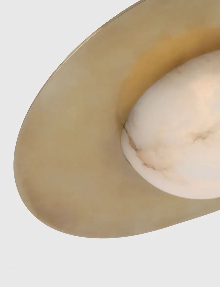 Elegant Flush Mount with Warm Brass and Luminous Alabaster - Image 4