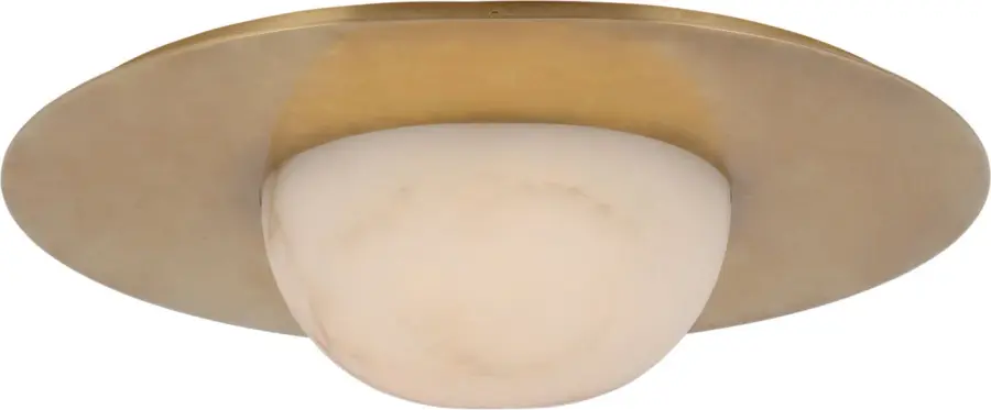 Sophisticated 21" Flush Mount with Warm Brass and Alabaster Elegance - Image 2