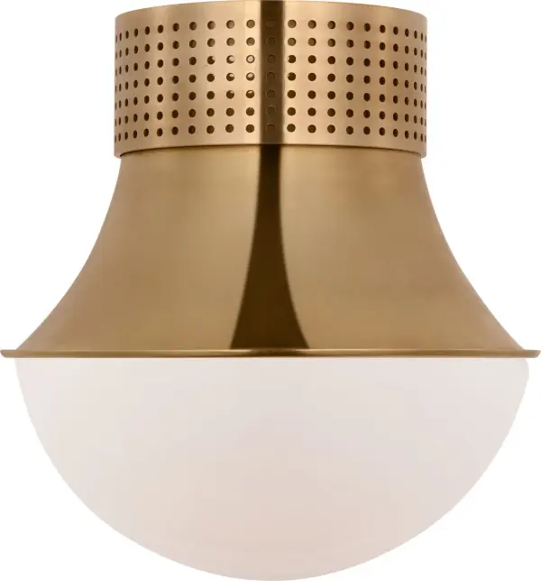 The Precision 9" Flush Mount combines refined brass craftsmanship with clean white glass for a sophisticated lighting solution. Its compact profile makes it ideal for low ceilings and smaller rooms while delivering ample illumination.