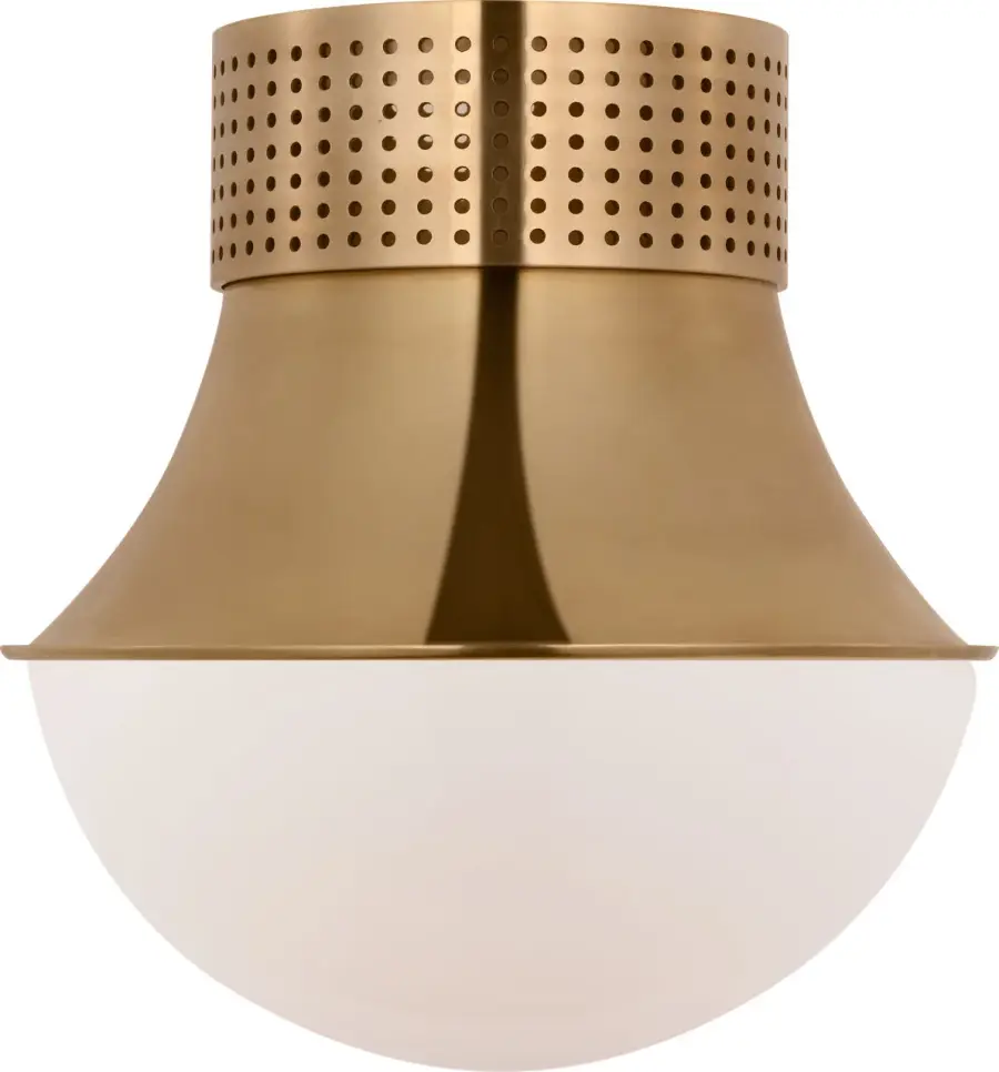 Precision 9" Flush Mount in Antique-Burnished Brass with White Glass - Image 1