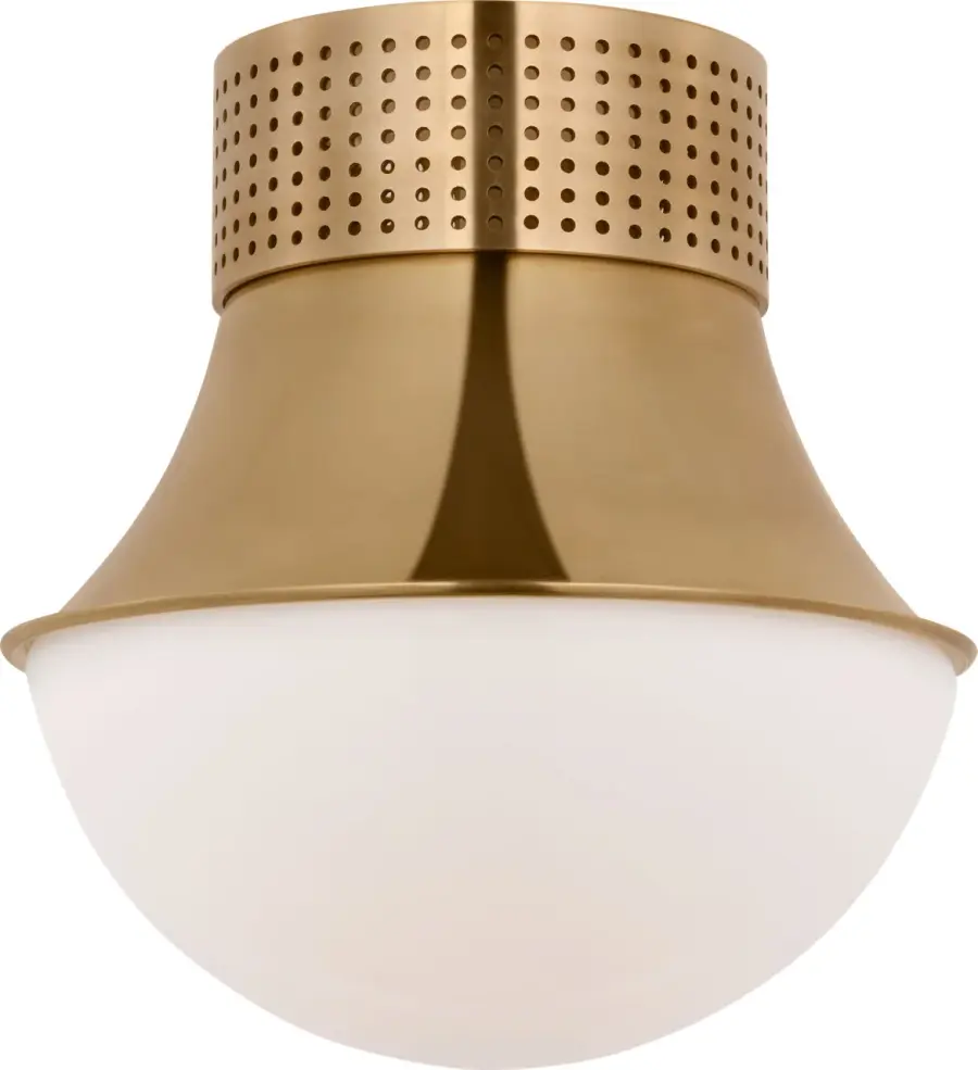 Precision 9" Flush Mount in Antique-Burnished Brass with White Glass - Image 2
