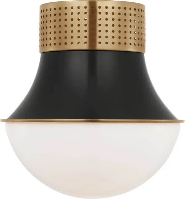 The Precision 9" flush mount combines antique-burnished brass and bronze finishes with white glass for a sophisticated, low-profile lighting solution. Perfect for spaces with standard ceiling heights. - alternate view