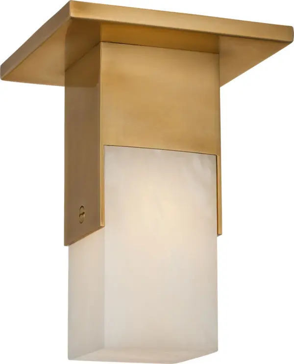 The Covet Short Monopoint combines antique-burnished brass with natural alabaster for a sophisticated, space-saving lighting solution. Perfect for areas with lower ceilings or compact spaces requiring refined illumination.