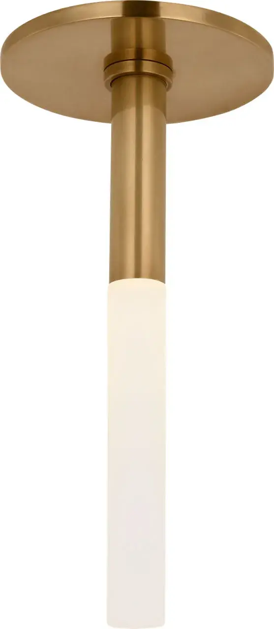 Rousseau Monopoint Flush Mount in Antique-Burnished Brass with Etched Crystal - Image 1