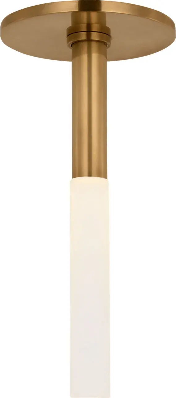 Rousseau Monopoint Flush Mount in Antique-Burnished Brass with Etched Crystal - Image 2