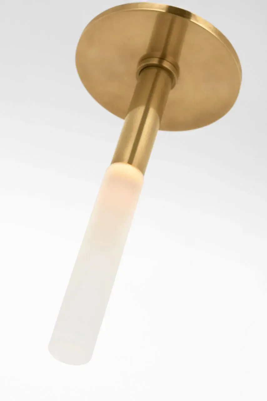 Rousseau Monopoint Flush Mount in Antique-Burnished Brass with Etched Crystal - Image 3