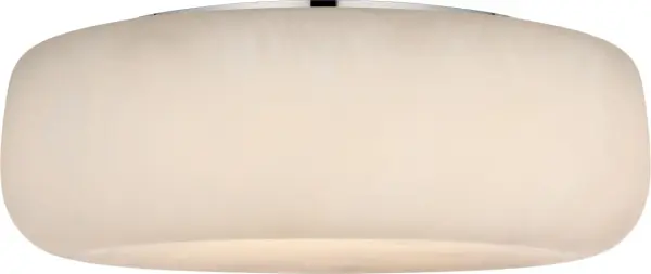 The Formosa 17" flush mount combines natural alabaster with polished nickel for a refined, transitional aesthetic. Its generous 17-inch diameter provides substantial illumination while maintaining a low profile ideal for standard ceiling heights.