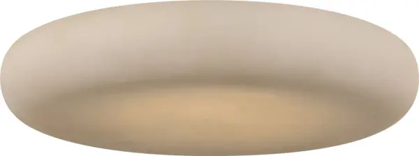 The Formosa flush mount combines natural alabaster with antique-burnished brass for a sophisticated, transitional aesthetic. Its 22-inch diameter provides substantial presence while maintaining a low profile ideal for standard ceiling heights. - alternate view