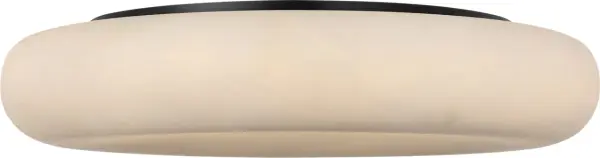 The Formosa 22" flush mount combines natural alabaster with bronze metalwork for a sophisticated lighting solution. Its low-profile design makes it ideal for rooms with standard ceiling heights while delivering ample illumination. - alternate view