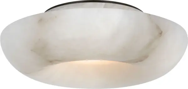 The Cappello 10" flush mount combines natural alabaster with bronze metalwork for a sophisticated lighting solution. Its compact profile makes it ideal for spaces with lower ceilings while delivering ambient illumination.