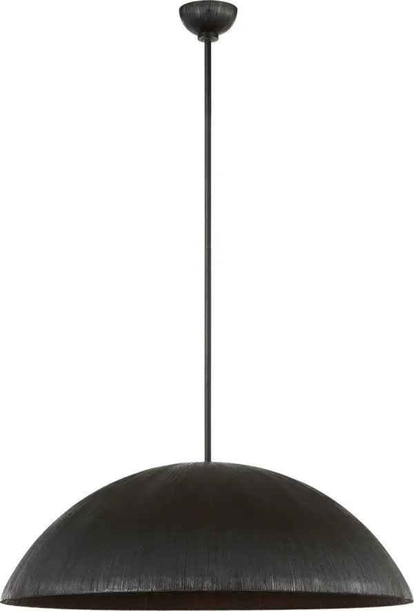Utopia 30" Sculpted Pendant in Aged Iron with White Glass - Image 4