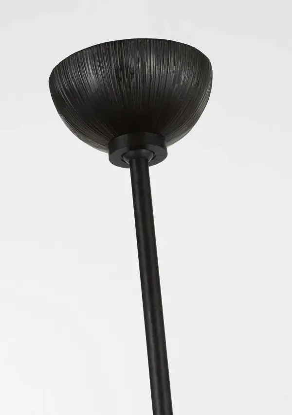 Utopia 30" Sculpted Pendant in Aged Iron with White Glass - Image 8