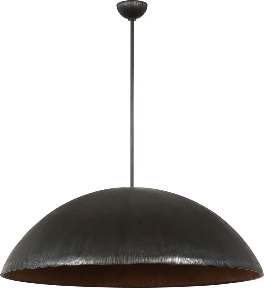 Utopia 48" Sculpted Pendant in Aged Iron with White Glass - Image 3