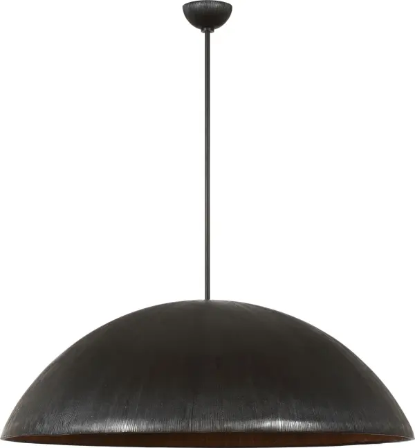 Utopia 48" Sculpted Pendant in Aged Iron with White Glass - Image 4